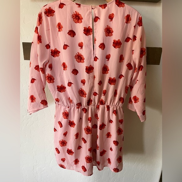 Lulu’s| Delvy Blush Pink Floral Print Surplice Romper, Barbiecore Style••• - Picture 8 of 16